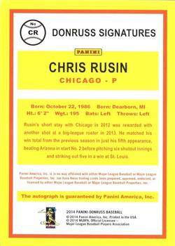 2014 Donruss - Donruss Signatures #CR Chris Rusin Back