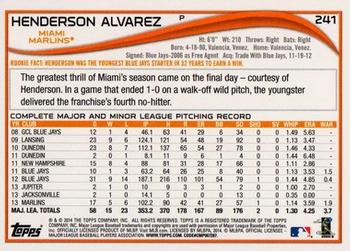 2014 Topps - Purple #241 Henderson Alvarez Back