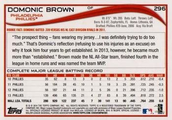 2014 Topps - Purple #296 Domonic Brown Back