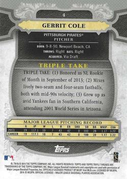 2014 Topps Triple Threads #4 Gerrit Cole Back