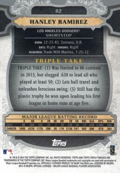 2014 Topps Triple Threads #82 Hanley Ramirez Back