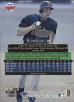 1999 Flair Showcase - Flair Showcase Row 1 (Showcase) #89 Corey Koskie Back