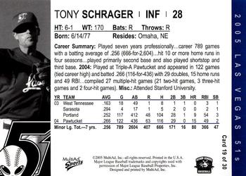 2005 MultiAd Las Vegas 51s #19 Tony Schrager Back