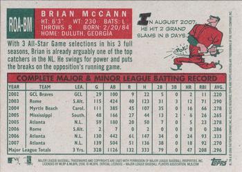 2008 Topps Heritage - Real One Autographs #ROA-BM Brian McCann Back