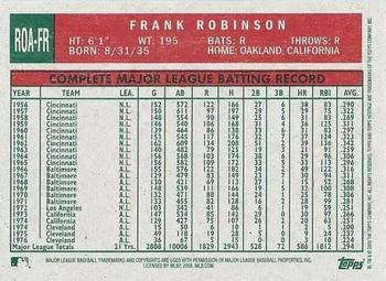 2008 Topps Heritage - Real One Autographs #ROA-FR Frank Robinson Back