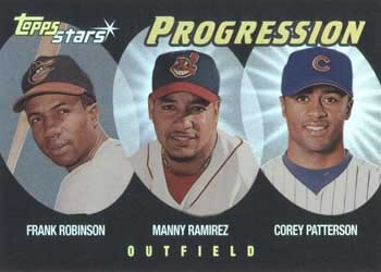 2000 Topps Stars - Progression #P9 Frank Robinson / Manny Ramirez / Corey Patterson Front