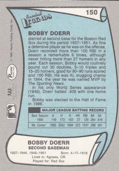 1989 Pacific Legends II #150 Bobby Doerr Back