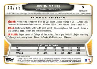 2013 Bowman Chrome Mini - Green Refractors #5 Justin Maffei Back