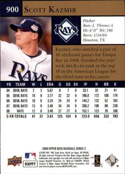 2009 Upper Deck #900 Scott Kazmir Back