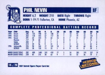 1997 Hebrew National Detroit Tigers #18 Phil Nevin Back