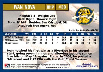 2007 Grandstand Charleston RiverDogs #NNO Ivan Nova Back