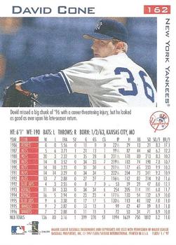 1997 Fleer #162 David Cone Back