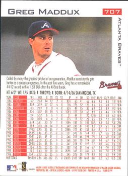 1997 Fleer #707 Greg Maddux Back