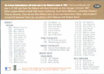 1997 Fleer #749 Insert Checklist Back