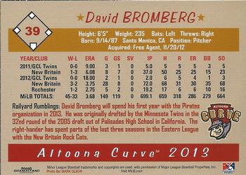 2013 Grandstand Altoona Curve #NNO David Bromberg Back