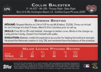 2009 Bowman #174 Collin Balester Back