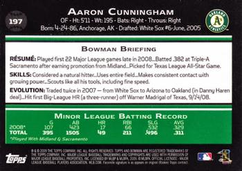 2009 Bowman #197 Aaron Cunningham Back