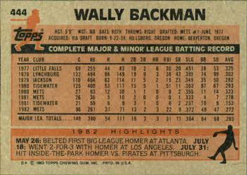 1983 Topps #444 Wally Backman Back