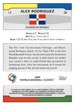2009 Topps World Baseball Classic Box Set #13 Alex Rodriguez Back