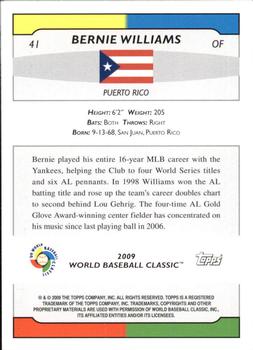 2009 Topps World Baseball Classic Box Set #41 Bernie Williams Back