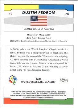 2009 Topps World Baseball Classic Box Set #47 Dustin Pedroia Back