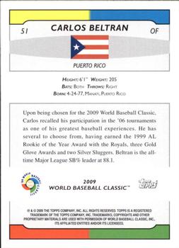 2009 Topps World Baseball Classic Box Set #51 Carlos Beltran Back