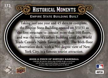 2009 Upper Deck A Piece of History #173 Empire State Building Built Back
