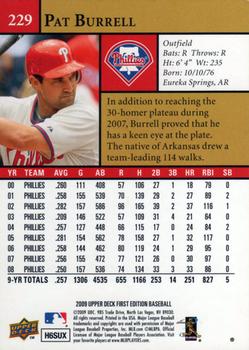 2009 Upper Deck First Edition #229 Pat Burrell Back