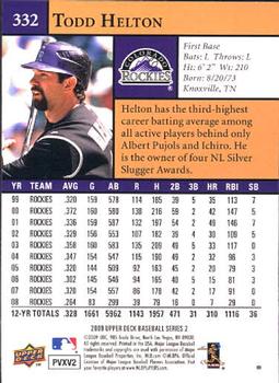 2009 Upper Deck First Edition #332 Todd Helton Back
