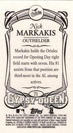 2014 Topps Gypsy Queen - Mini #71 Nick Markakis Back