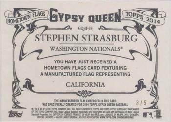 2014 Topps Gypsy Queen - Hometown Flags #GQHF-SS Stephen Strasburg Back