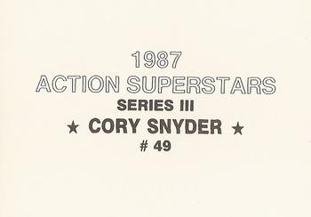 1987 Action Superstars (unlicensed) #49 Cory Snyder Back