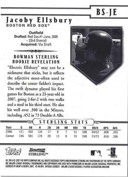 2007 Bowman Sterling #BS-JE Jacoby Ellsbury Back