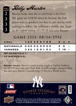 2008 Upper Deck Yankee Stadium Legacy #2333 Billy Martin Back