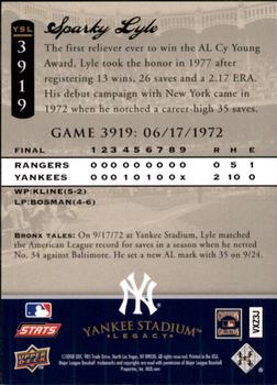 2008 Upper Deck Yankee Stadium Legacy #3919 Sparky Lyle Back