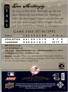 2008 Upper Deck Yankee Stadium Legacy #5461 Don Mattingly Back
