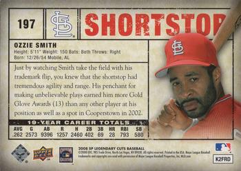 2008 SP Legendary Cuts #197 Ozzie Smith Back