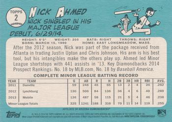 2014 Topps Heritage Minor League #2 Nick Ahmed Back