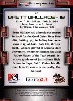 2008 TriStar Prospects Plus #12 Brett Wallace Back