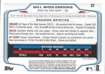2014 Bowman - Hometown #37 Will Middlebrooks Back