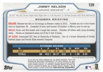 2014 Bowman - Hometown #129 Jimmy Nelson Back