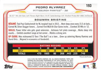 2014 Bowman - Hometown #193 Pedro Alvarez Back