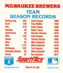 1987 Sportflics - Team Logo Trivia #4 Team Season Records Back