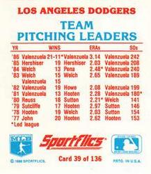 1987 Sportflics - Team Logo Trivia #39 Team Pitching Leaders Back