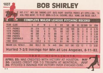 1983 Topps Traded #103T Bob Shirley Back