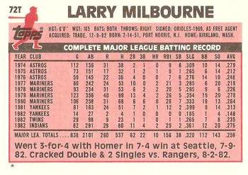 1983 Topps Traded #72T Larry Milbourne Back