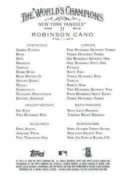 2009 Topps Allen & Ginter #21 Robinson Cano Back
