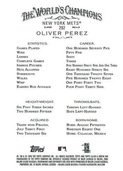 2009 Topps Allen & Ginter #292 Oliver Perez Back