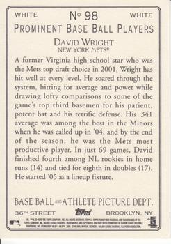 2005 Topps Turkey Red - White #98 David Wright Back