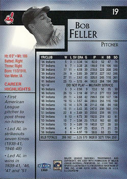1999 Sports Illustrated Greats of the Game #19 Bob Feller Back